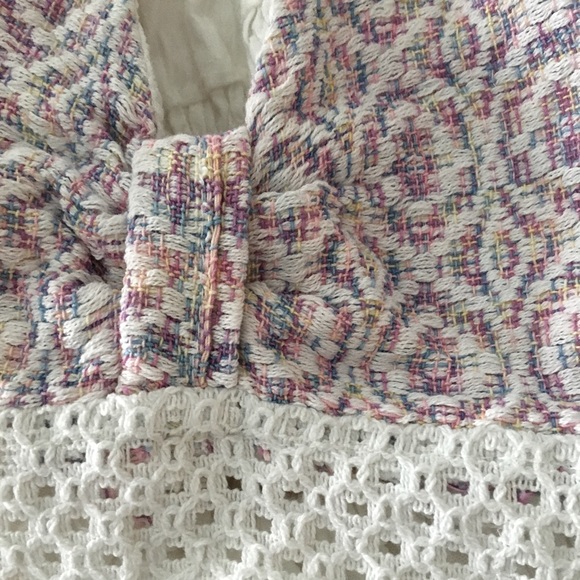 Vintage WHITE Crochet Halter Sun Dress Hanky Hem - Picture 7 of 16